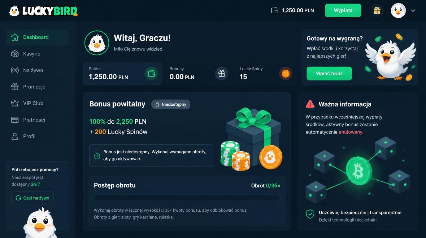 Panel gracza z informacją o warunku obrotu przed wypłatą bonusa