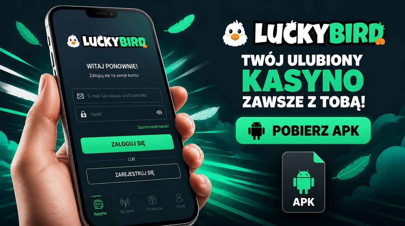  ekran telefonu z aplikacją Lucky Bird i przyciskiem pobierz APK 